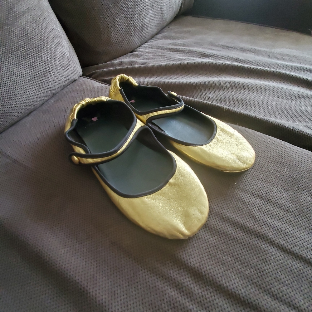 💗 Penny loves Kenny gold lame flats metallic US 10